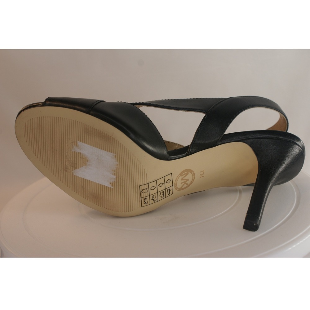 Michael Michael Kors Becky Black Leather Slingback Heel Sandals 40S8BEHS2L 7M - Picture 10 of 12